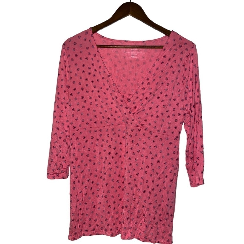 Motherhood Maternity‎ Nursing V-Neck Short Sleeve Floral Semi Wrap Top Medium
